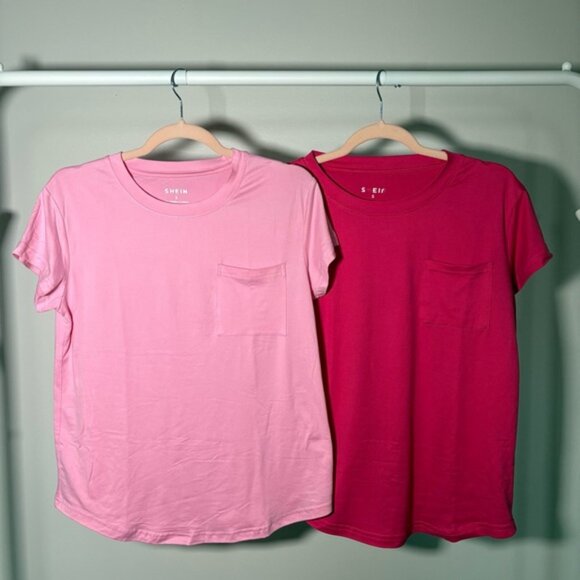 Two SHEIN Pink Women's Tops with Pocket - Picture 3 of 10